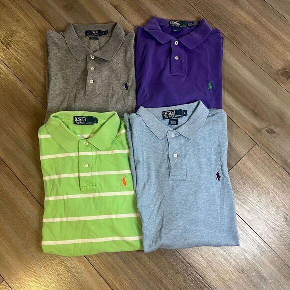 Lot of 4 Polo Ralph Lauren‎ Casual Polo Shirts Men Large - Picture 1 of 5